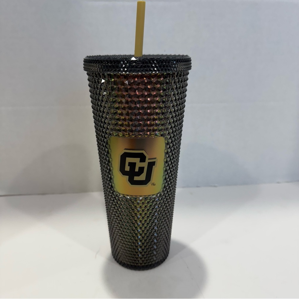New Starbucks University of Colorado black and gold studded tumbler